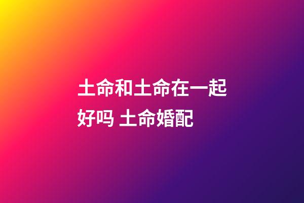 土命和土命在一起好吗 土命婚配